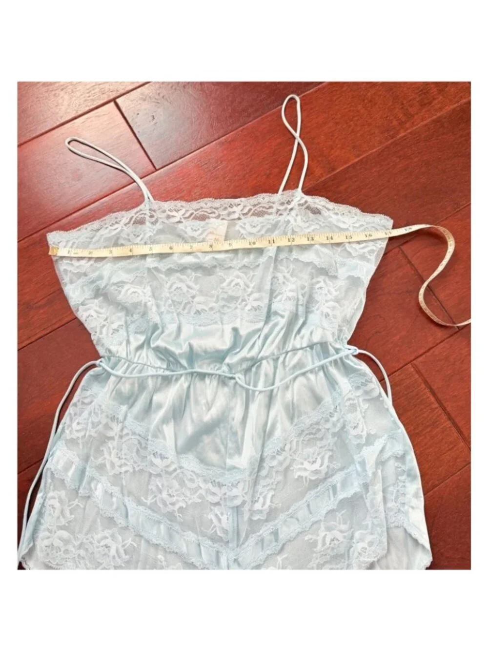 Vintage Light Blue Satin Lace Lingerie Set Medium Texsheen Cinema Etoile 2 pc - Picture 4 of 16